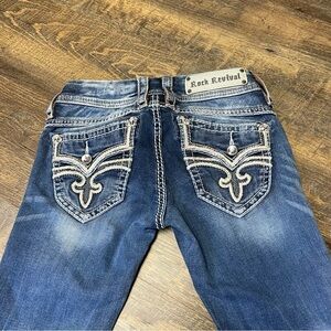 Rock Revival Lilo Crop Low Rise Jeans Womens 25 Rhinestone Bedazzled Y2K Western